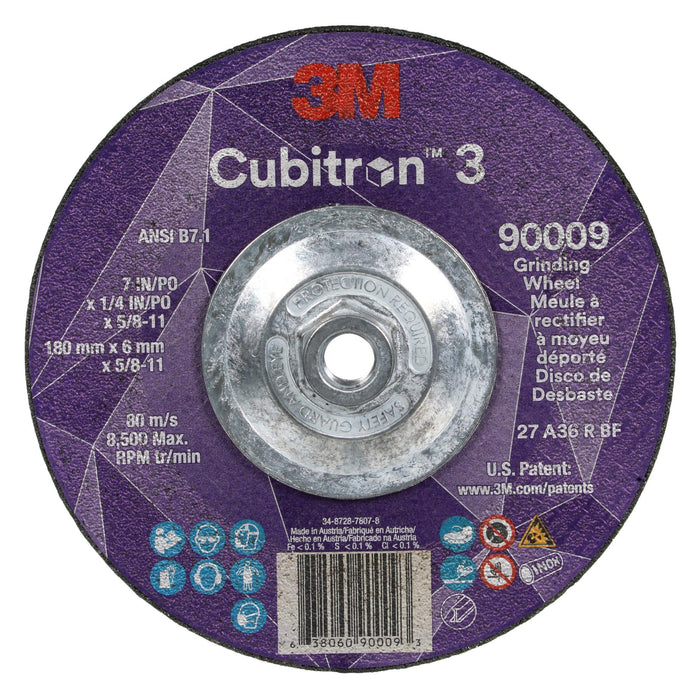 3M Cubitron 3 Depressed Center Grinding Wheel, 90009, 36+, T27