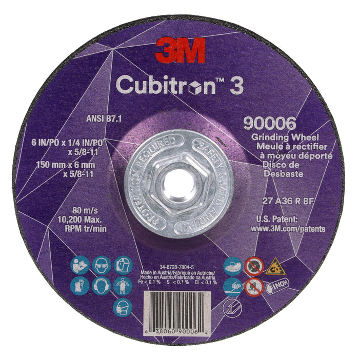 3M Cubitron 3 Depressed Center Grinding Wheel, 90006, 36+, T27
