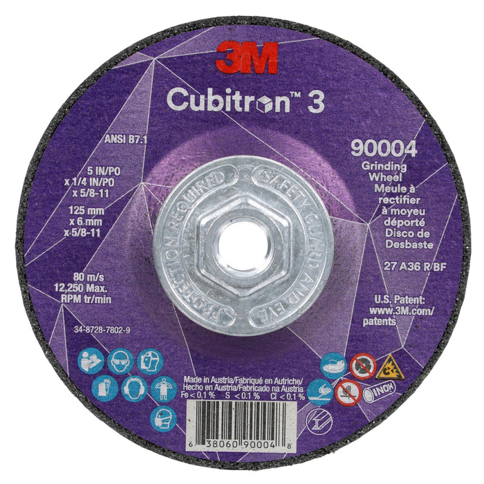 3M Cubitron 3 Depressed Center Grinding Wheel, 90004, 36+, T27