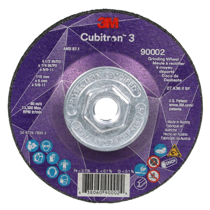 3M Cubitron 3 Depressed Center Grinding Wheel, 90002, 36+, T27