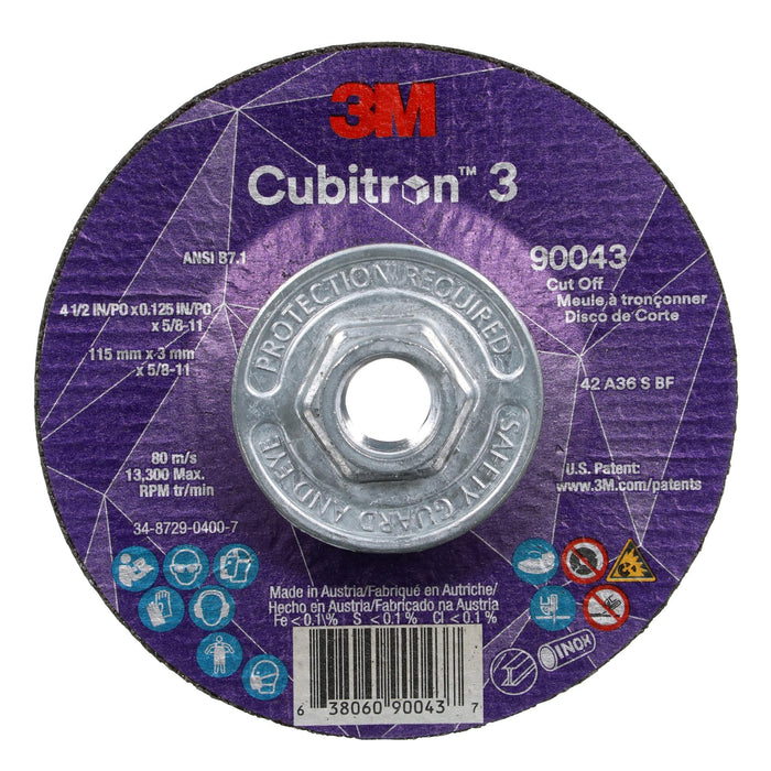 3M Cubitron 3 Cut-Off Wheel, 90043, 36+, T27, 4-1/2 in x 0.125 in x
5/8 in-11