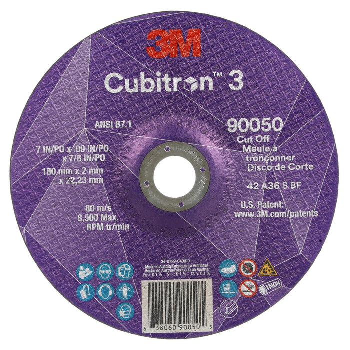 3M Cubitron 3 Cut-Off Wheel, 90050, 36+, T27, 7 in x 0.09 in x 7/8 in