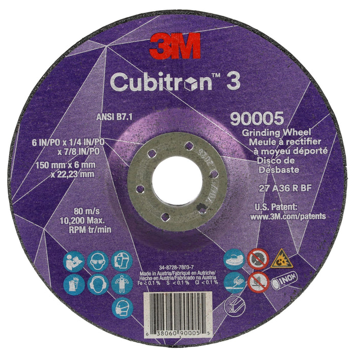 3M Cubitron 3 Depressed Center Grinding Wheel, 90005, 36+, T27