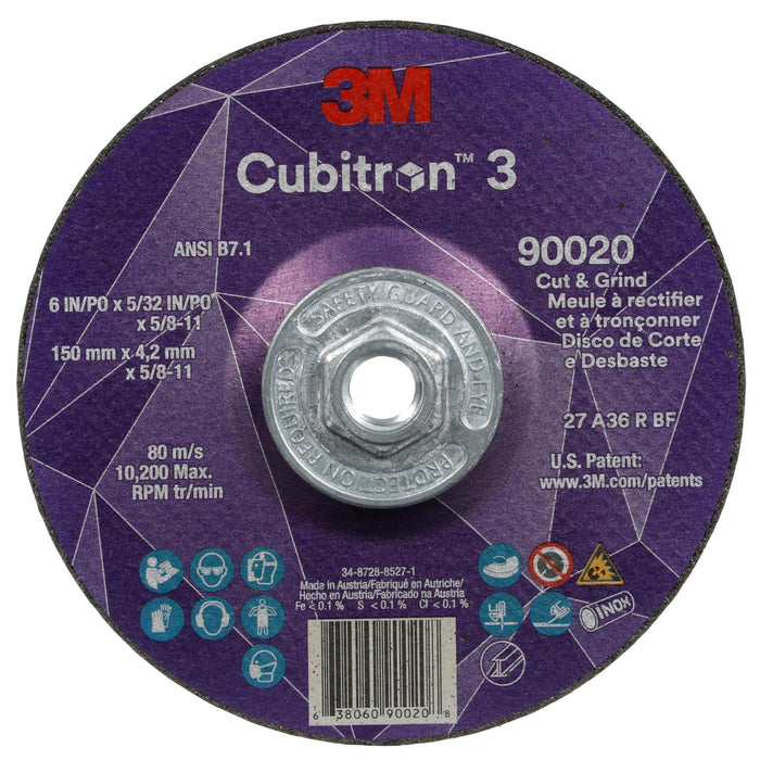 3M Cubitron 3 Cut and Grind Wheel, 90020, 36+, T27, 6 in x 5/32 in x
5/8 in-11