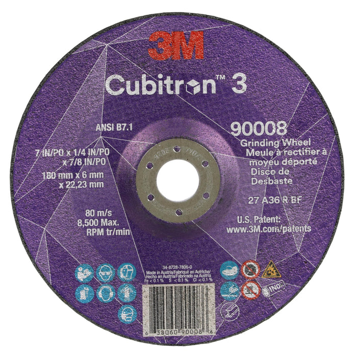 3M Cubitron 3 Depressed Center Grinding Wheel, 90008, 36+, T27