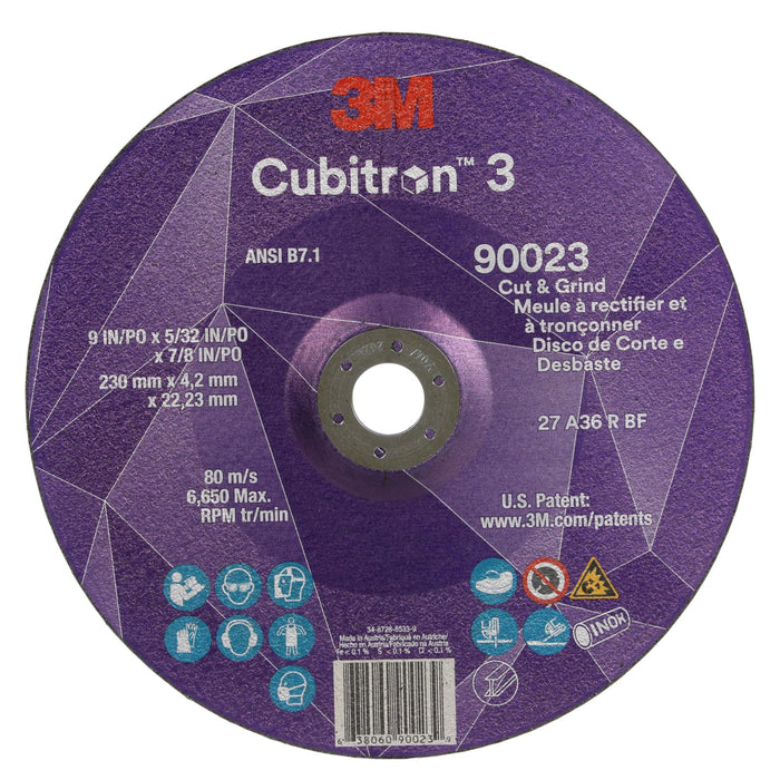 3M Cubitron 3 Cut and Grind Wheel, 90023, 36+, T27, 9 in x 5/32 in x
7/8 in
