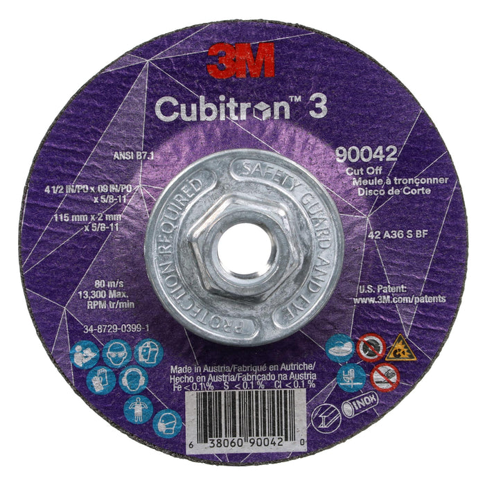 3M Cubitron 3 Cut-Off Wheel, 90042, 36+, T27, 4-1/2 in x 0.09 in x 5/8
in-11