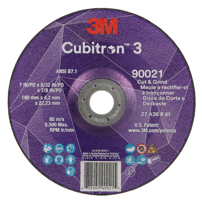 3M Cubitron 3 Cut and Grind Wheel, 90021, 36+, T27, 7 in x 5/32 in x
7/8 in