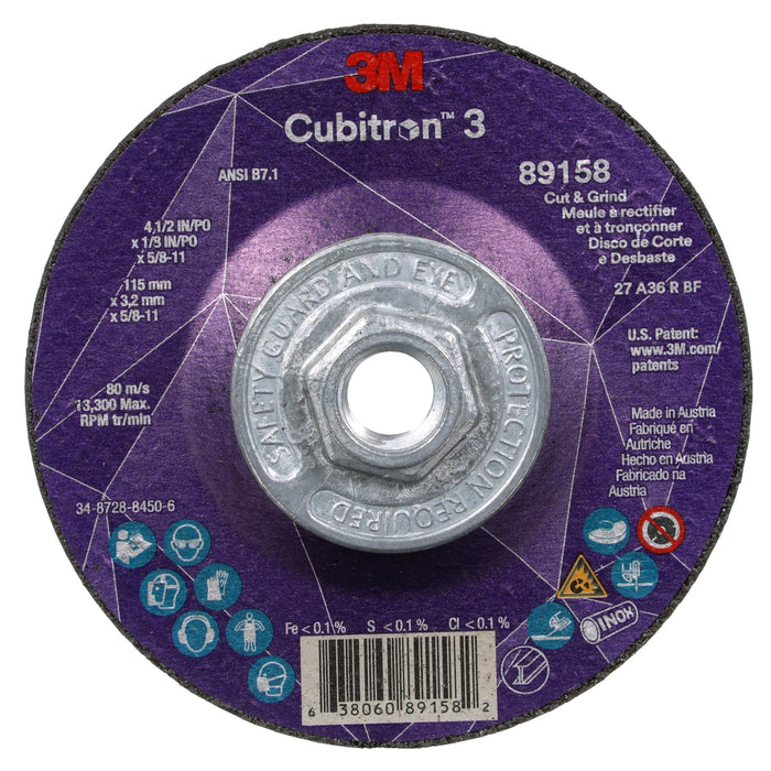 3M Cubitron 3 Cut and Grind Wheel, 89158, 36+, T27