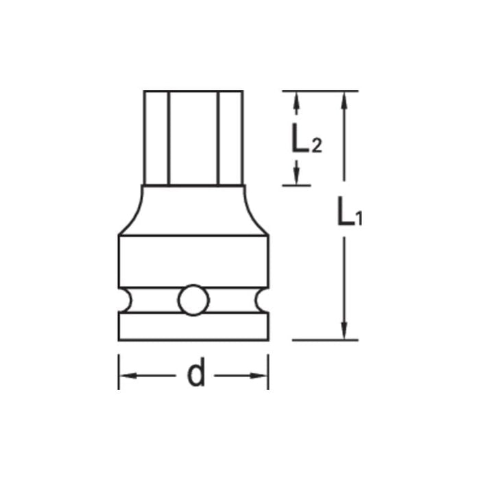 Gedore 1956493 Impact Screwdriver Bit Socket 3/4 Inch Drive, 19 mm