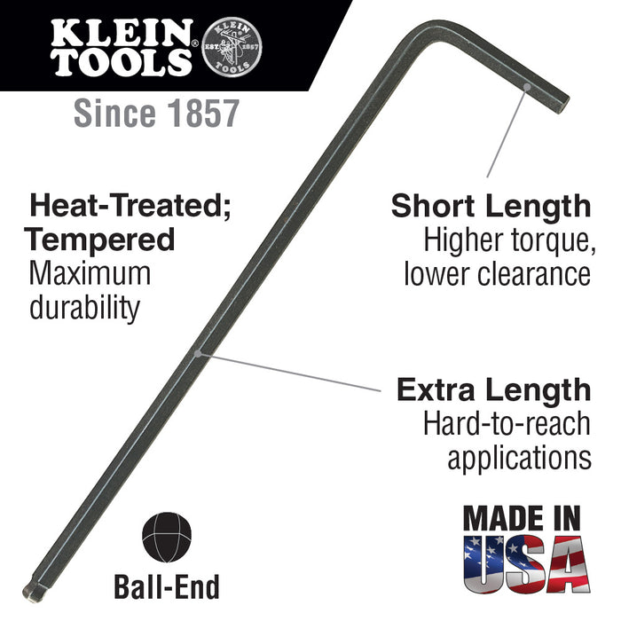 Klein Tools BL16 1/4" x 5.8" L-Style Ball-End Hex Key