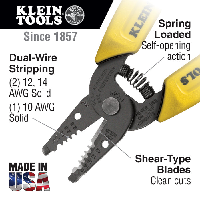 Klein Tools 11048 Dual-Wire Stripper/Cutter for Solid Wire