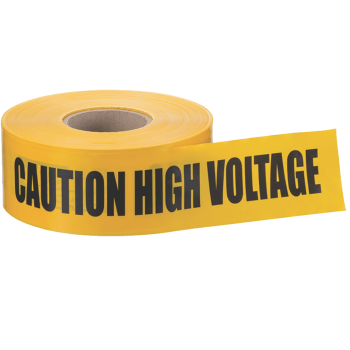 Ideal 42-003 Barricade "Caution High Voltage" Tape, Yellow 3"x1000'