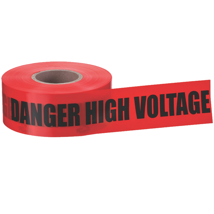 Ideal 42-052 Barricade "Danger High Voltage Keep Out" Tape, Red 3"x1000'