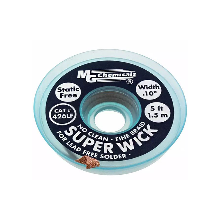 MG Chemicals 426-LF No Clean Desoldering Fine Braid Super Wick for Lead Free Solder 0.10" Width x 5' Length