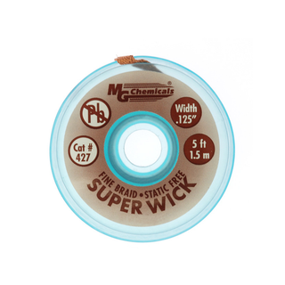 MG Chemicals 427-10 Fine Braid Super Wick 400 Series #5 with RMA Flux 5' Length x 0.125" Width Brown (Pack of 10)