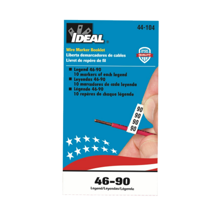 Ideal 44-104 Wire Marker Booklet, Asst 46-90, 10 Each