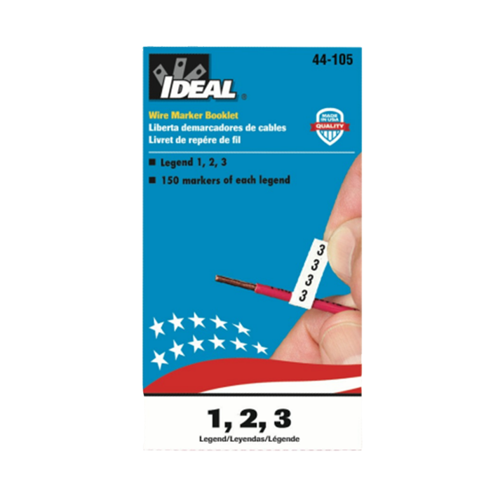 Ideal 44-105 Wire Marker Booklet, Asst 1, 2, 3, 150 Each