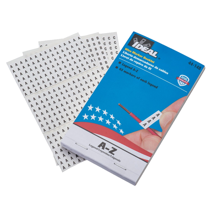 Ideal 44-148 Wire Marker Booklet, Solid A-Z, 45 Each