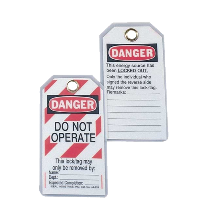Ideal 44-833 Lockout Tag Heavy Duty, "Do Not Operate" Striped, 5/Cards