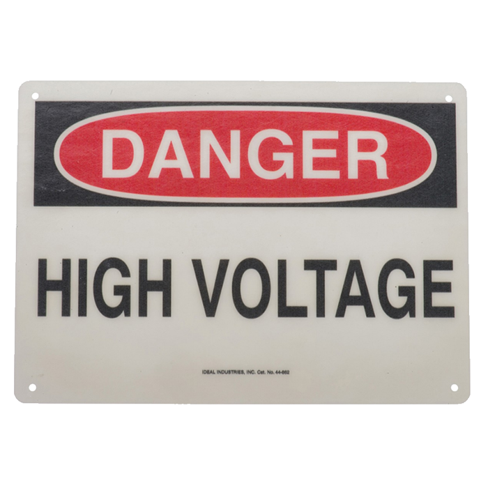 Ideal 44-862 Safety Sign, "Danger High Voltage", Fiberglass