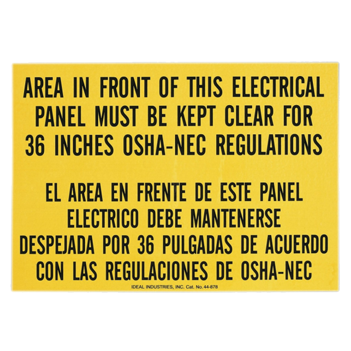 Ideal 44-878 Safety Sign, Bilingual, Osha Regulation, Adhesive