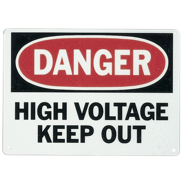 Ideal 44-880 Safety Sign, "Danger High Voltage Keep Out", Fiberglass