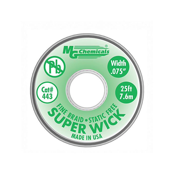 Mg Chemicals 443 Series #3 Fine Braid Super Wick With Rma Flux 25' Green
