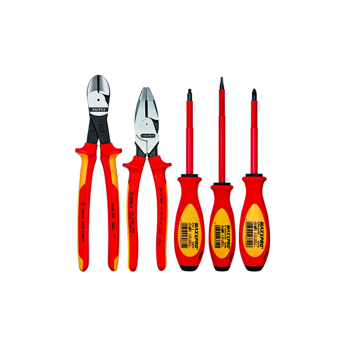 Knipex 9K 98 98 22 US 1000V Insulated High Leverage Pliers and Screwdriver Tradesman Tool Set, 5 Piece