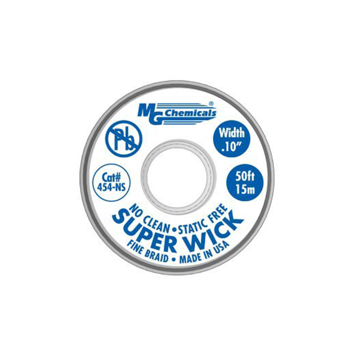 MG Chemicals 454-NS No Clean Super Wick Desoldering Braid 400-NS Series #4 0.1 Width x 50' Length Blue