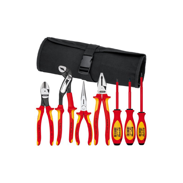 Knipex 9K 98 98 25 US 1000V Insulated Pliers, Cutters, and Screwdriver Commercial Tool Set, 7 Piece