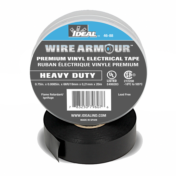 Ideal 46-88 Wire Armour Heavy-Duty Professional-Grade Vinyl Elect. Tape, 8.5 Mil