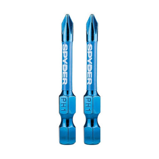 Spyder 19045 Mach-Blue PH1 1/4-in x 2-in Phillips Impact Driver Bit 2 Piece