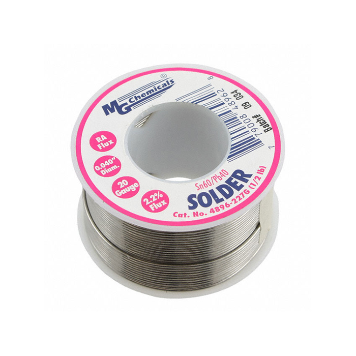 MG Chemicals 4896-227G Sn60/Pb40 Rosin Core Leaded Solder 0.04" Diameter 1/2 lbs Spool