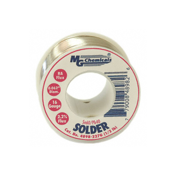 MG Chemicals 4898-454G Sn60/Pb40 Rosin Core Leaded Solder, 0.062" Diameter, 1 lbs Spool