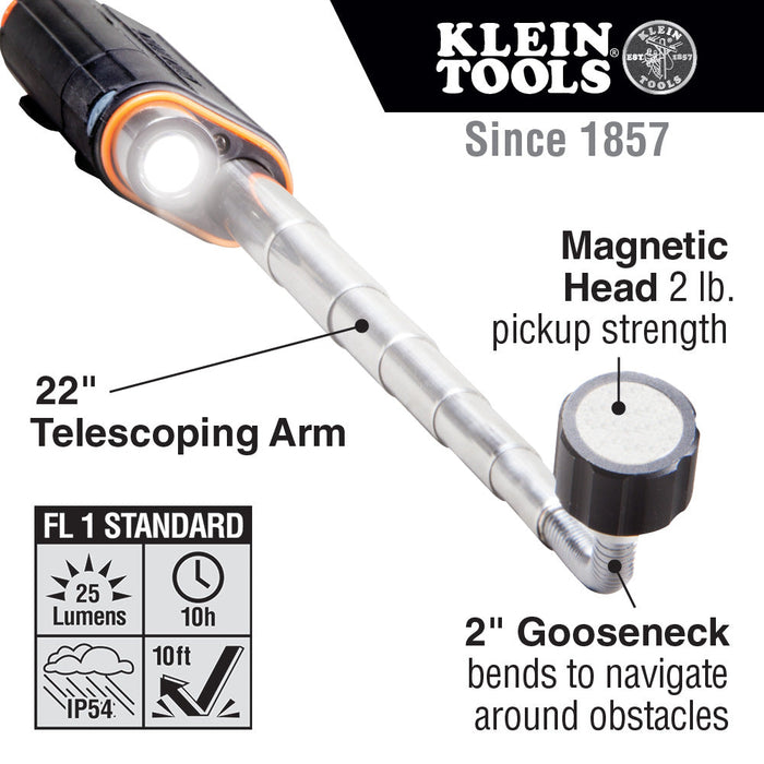 Klein Tools 56027 Telescoping Magnetic LED Pickup Tool
