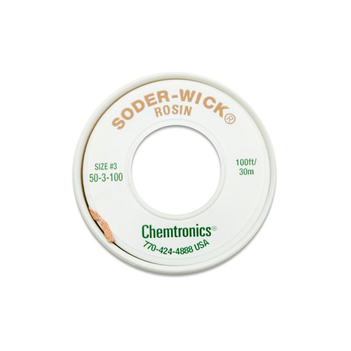 Chemtronics 50-3-100 SODER-WICK Rosin Desoldering Braid .080', 100ft