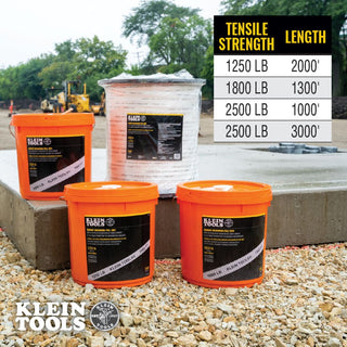 Klein Tools 50141 Conduit Measuring Pull Tape for Heavy-Duty Cable and Wire Pulling, 2500-Pound x 1000-Foot Long