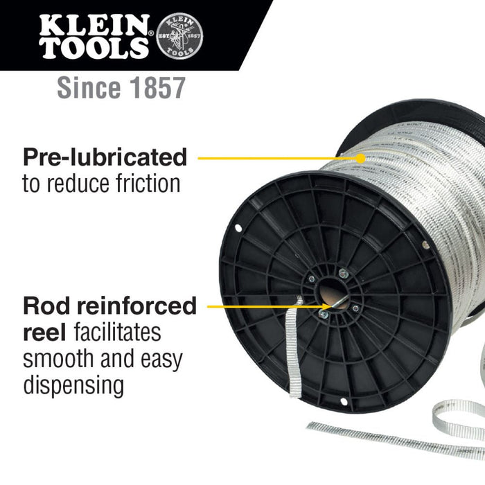 Klein Tools 50142 Conduit Measuring Pull Tape for Heavy-Duty Cable and Wire Pulling, 2500-Pound x 3000-Foot Long