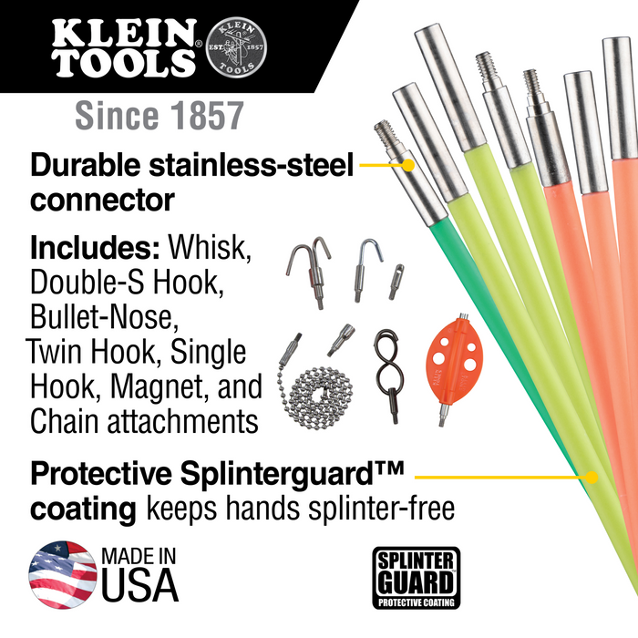 Klein Tools 50354 Multi-Flex Glow Rod Set, 35-Foot