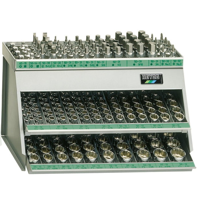 Heyco 00050770083 Dispensers containing Sockets and Screwdriver Sockets, 1/2", 50-77-AF, 266 Pc.