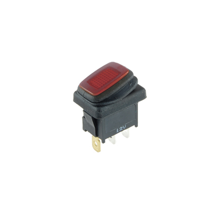NTE Electronics 54-201W SPST 16A 125VAC Waterproof Miniature Illuminated Rocker Switch With 12V Red LED
