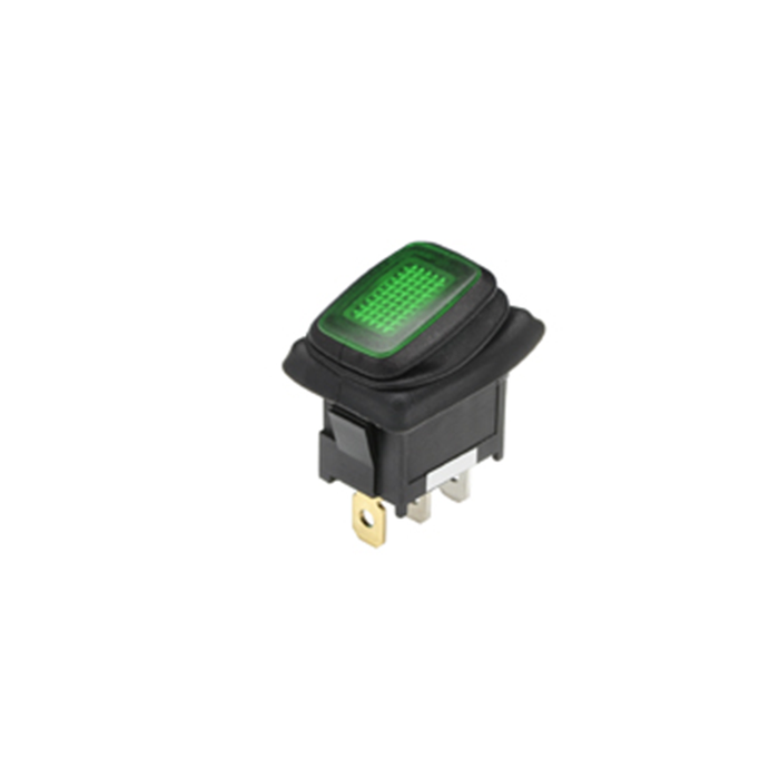 NTE Electronics 54-203W SPST 16A 125VAC Waterproof Miniature Illuminated Rocker Switch With 110V Green Neon Lamp