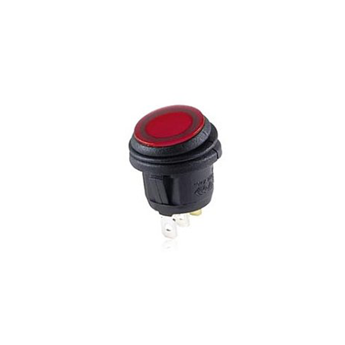 NTE Electronics 54-527W SPST Waterproof Round Illuminated Rocker Switch With Red LED