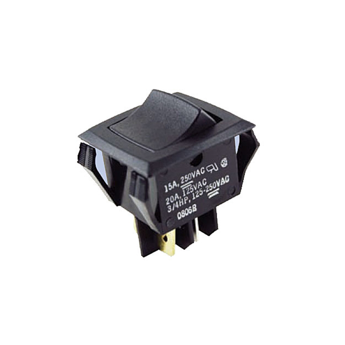 NTE Electronics 54-081 Nylon Miniature Snap-In Rocker Switch DPDT Circuit OFF-NONE-ON 20 Amp 125VAC