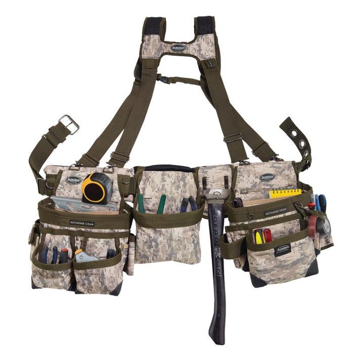 Bucket Boss 55185-DIGC 3 Bag Tool Bag Set with Suspenders in Digital Camo.