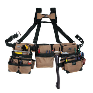 Bucket Boss 55185-TN Tan Framer's Tool Belt with Suspenders.