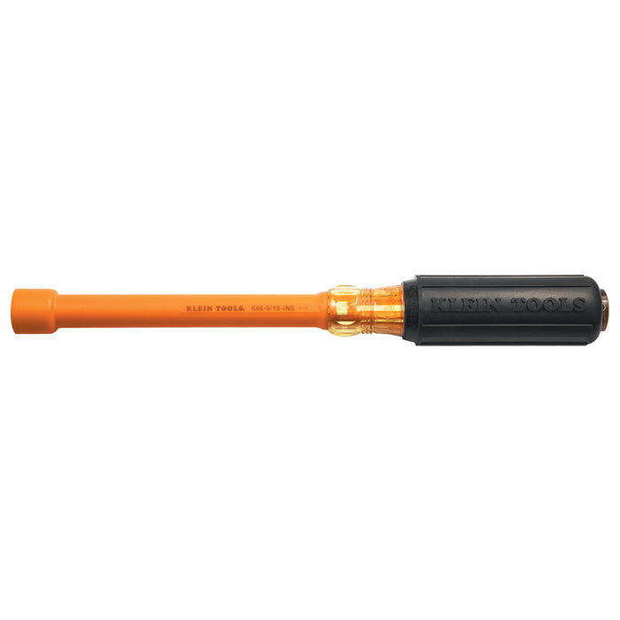 Klein Tools 646-9/16-INS 9/16 x 6" Hex Insulated Cushion-Grip Hollow-Shank Nut Driver
