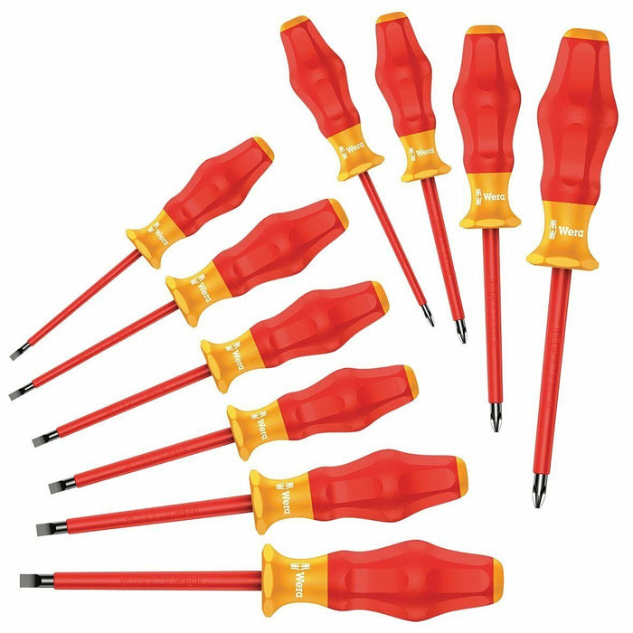 Wera 05345210001 VDE Insulated Slotted/Phillips Screwdriver Set, 10 Piece