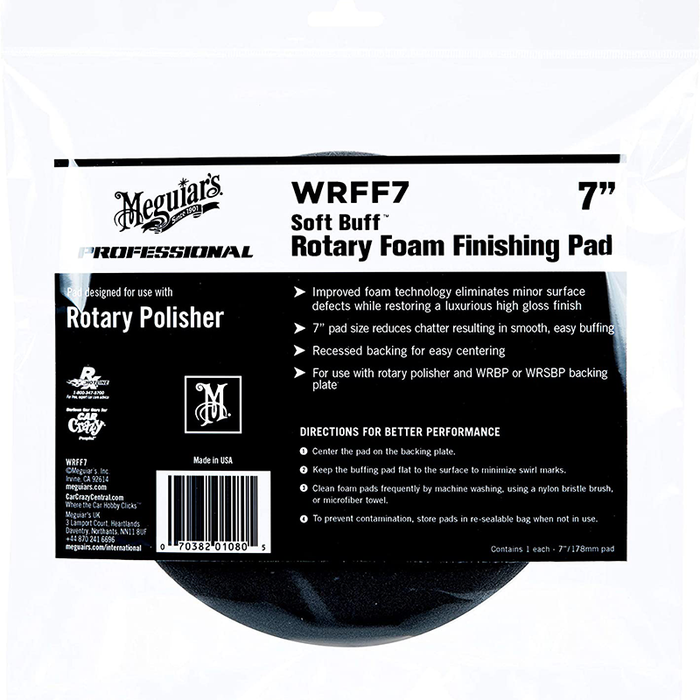 Meguiar's® WRFF7 Soft Buff Rotary Foam Finishing Pad, 7"